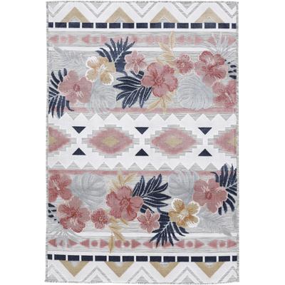 Teppich CARPETFINE "Deja 101", bunt (multi), B:160cm H:4mm L:230cm, Polypropylen, Teppiche, robustes Flachgewebe, Floral Palmenblätter, In- und Outdoor, Läufer Image