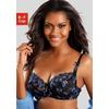 Bügel-BH LASCANA, Damen, Gr. 90, Cup D, blau (blau, schwarz), Spitze, Obermaterial: 60% Polyamid, 20% Elasthan, 20% Polyester, sexy, BHs, mit transparenter Stickerei-Spitze, Dessous