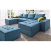 Wohnlandschaft COLLECTION AB "XL-Josy U-Form, Breite 313 cm, Flachgewebe, Struktur, Kunstleder", blau, B:313cm H:84cm T:161cm, 100% Polyester, Sofas, inkl. Bettfunktion, Bettkasten, mit 4 gleich großen Rückenkissen, Topseller