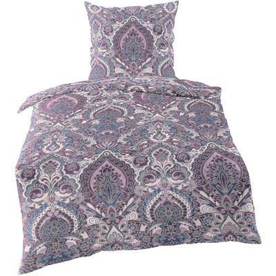 Bettwäsche BIERBAUM "Big Ornaments", lila (viola), B/L: 155cm x 220cm, , Mako-Satin, B/L: 80cm x 80cm, Mako-Satin, Obermaterial: 100% Baumwolle, Bettwäsche, mit Ornamenten Image