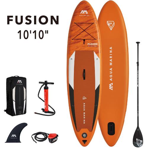 „Inflatable SUP-Board AQUA MARINA „“AQUA Fusion““ Wassersportboards Gr. 330x81x15 cm 330 cm, orange (orange, weiß, schwarz) Stand Up Paddle“