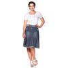 Jeansrock SHEEGO BY JOE BROWNS "Große Größen", Damen, Gr. 52, blau (blau denim), Obermaterial: 100% Baumwolle, unifarben, modisch, figurumspielend knieumspielend, Röcke, Saumabschluss hell abgesetzt