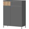 Schuhschrank PLACES OF STYLE "Onyx", grau (anthrazit hochglanz), B:76cm H:101cm T:35,2cm, Spanplatte, Schränke, UV lackiert, mit Soft-Close-Funktion