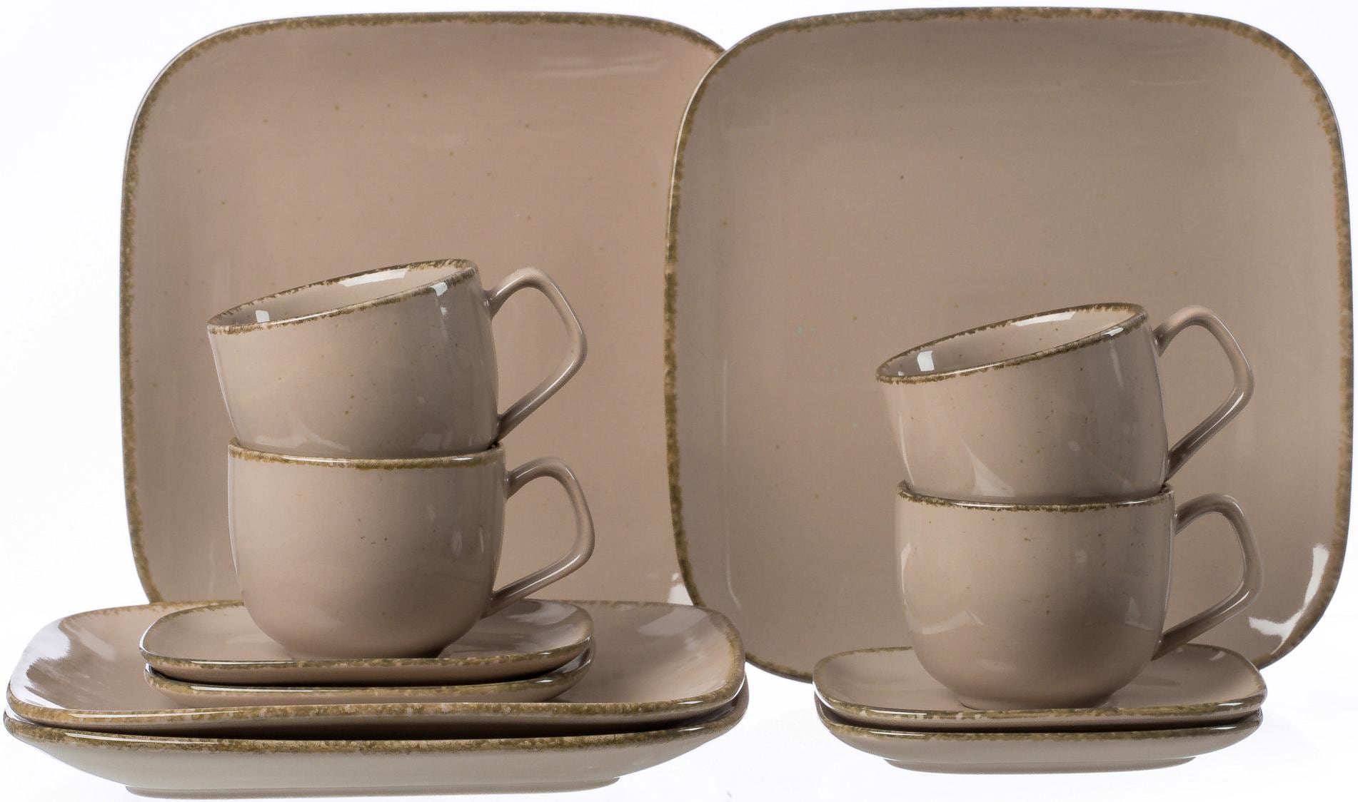 Kaffeeservice RITZENHOFF & BREKER "Geschirr-Set, Service CASA", braun (nougat), 12 Stk., Porzellan, Geschirr-Sets, 12 Teile, für 4 Personen Image