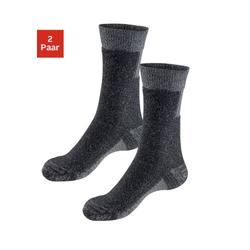 Wandersocken H.I.S, Herren, Gr. 43-46, schwarz (2x anthrazit, meliert), Baumwolle, Polyacryl, Polyamid, melange, elastisch, Socken, mit extra Stützfunktion und Polsterung