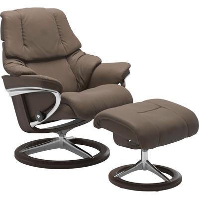 Fußhocker STRESSLESS "Reno", braun (mole batick), B:55cm H:43cm T:41cm, Leder BATICK: BATICK ist ein leicht korrigiertes, durchgefärbtes und genarbtes Möbelleder, bei dem die meisten Unebenheiten und Spuren in der Regel entfernt wurden., Leder... Image