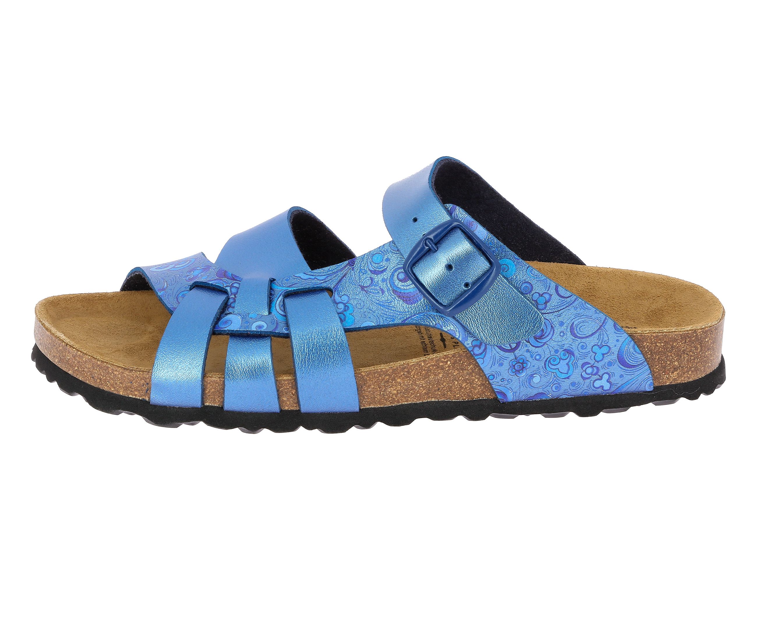 Pantolette LICO "Slipper Bioline Flora", Gr. 38, blau, Synthetik, Schuhe