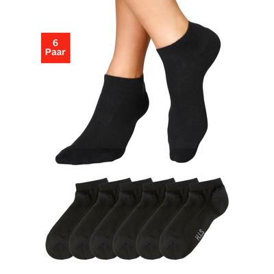 Sneakersocken H.I.S, Damen, Gr. 39-42, schwarz (6x schwarz), Baumwolle, Polyamid, Elasthan, uni, elastisch, Socken, mit weicher Frotteesohle Image