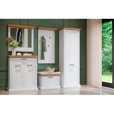 Schuhschrank HOME AFFAIRE "Tara", weiß (weiß matt, pacific walnut), B:86cm H:102cm T:38cm, MDF, Spanplatte, Schränke, hochwertig UV lackiert, Soft-Close-Funktion Image