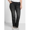 Bootcut-Jeans SHEEGO "Große Größen", Damen, Gr. 88, Langgrößen, schwarz (schwarz denim), Obermaterial: 75% Baumwolle, 24% Polyester, 1% Elasthan, unifarben, casual, lang, Jeans, in 5-Pocket-Form, mit Used-Effekten