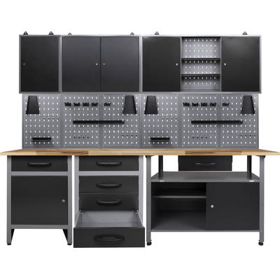 Werkstatt-Set ONDIS24, schwarz (anthrazit, schwarz, grau), B:240cm H:205cm T:60cm, Metall, Werkbänke, 240 cm Image