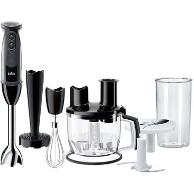 BRAUN Stabmixer "MQ 5277BK MultiQuick 5 Vario" Mixer mit Schneebesen, Küchenmaschine, Gemüsestampfer und 600 ml Mixbecher schwarz (schwarz/grau)