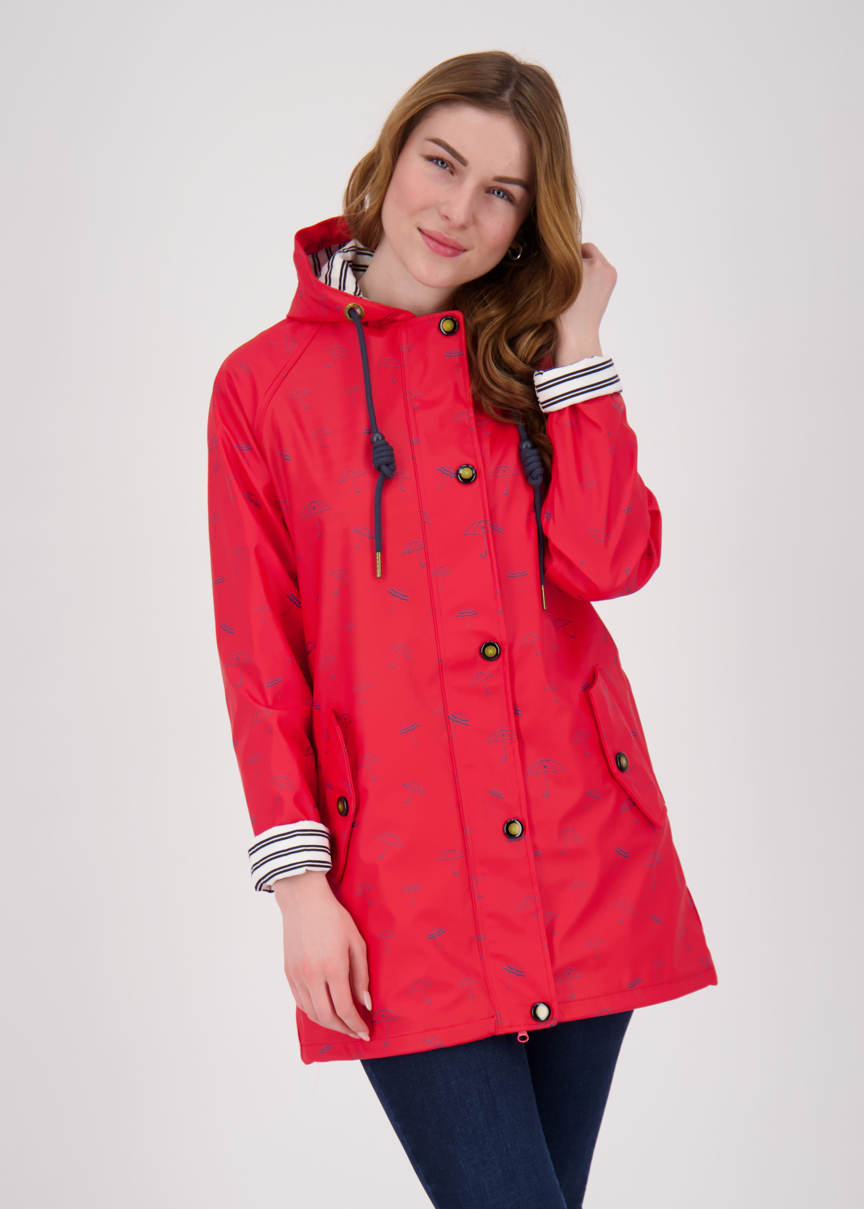 Regenjacke ANKERGLUT "Friesennerz WIZZARD PEAK WOMEN UMBR", Damen, Gr. 40/42 (M), rot, Obermaterial: 100% Polyurethan; Futter: 100% Polyester, figurumspielend, gerader Abschluss mit Druckknopf, Jacken Regenjacke, auch in Großen Größen erhältlich