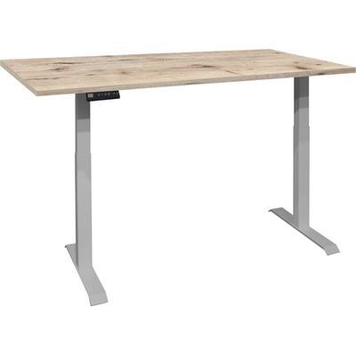 Schreibtisch MÄUSBACHER "Big System Office", silber (silber, sandeiche, silber, sandeiche), B:120cm, Tische, Breite 120 cm, elektrisch höhenverstellbar Image