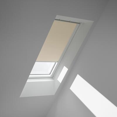 Verdunklungsrollo VELUX "DKL MK04 1085SWL", beige (hellbeige, weiß), MK04, stufenlos positionierbar, Aluminium, Polyester, Rollos, weiße Führungsschienen & Griffleiste Image