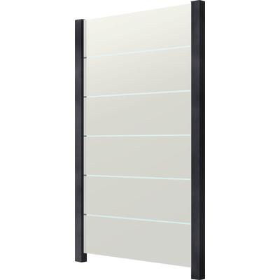 Zaun STAKET PRO, grau (anthrazit), Pfosten: 2 St., Aluminium, Glas, Zaunelemente, Glaszaun, Gesamtlänge: 1,217 m, 2 Pfos