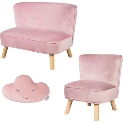 Kindersitzgruppe ROBA "Lil Sofa" Sitzmöbel-Sets Gr. Samt, bunt (rosa-mauve) Kinder bestehend aus Kindersofa, Kindersessel und Dekokissen in Wolkenform