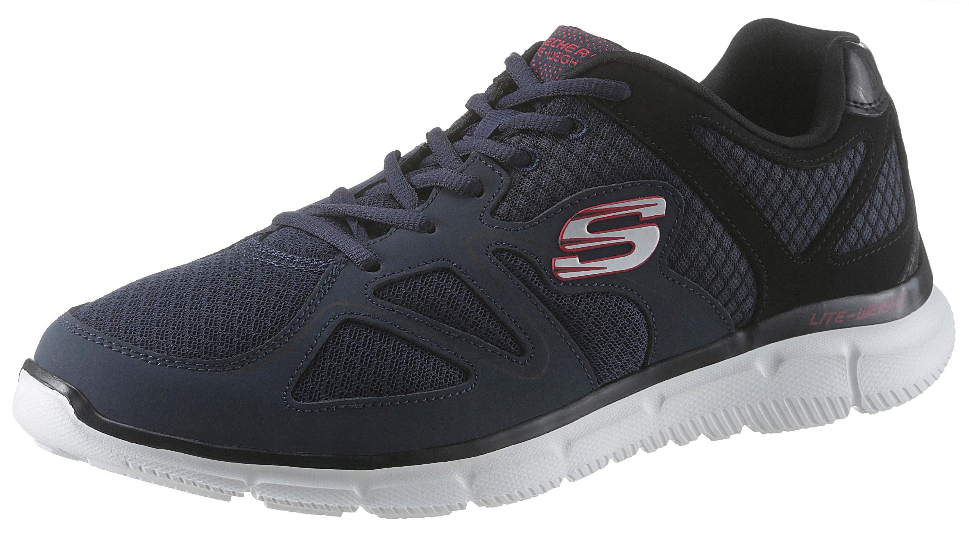 Sneaker SKECHERS "VERSE-FLASH POINT", Herren, Gr. 47,5, blau (nvbk navy), Leder, Textil, unifarben, Schuhe Sneaker, Freizeitschuh, Halbschuh, Schnürschuh mit Memory Foam-Ausstattung