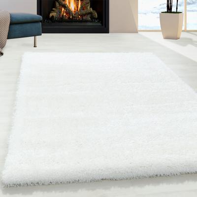 Hochflor-Teppich AYYILDIZ TEPPICHE "BRILLIANT 4200", weiß (snow), B:120cm H:50mm L:170cm, Polypropylen (PP), Teppiche, Läufer, auch in rund, Langflor, Shaggy, Wohnzimmer Image
