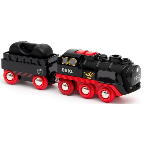 "Spielzeug-Zug BRIO ""Batterie-Dampflok mit Wassertank"" Spielzeugfahrzeuge schwarz (schwarz, rot) Kinder Ab 3-5 Jahren mit Licht- und Dampffunktion; FSC - schützt Wald weltweit"