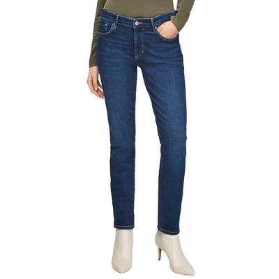 Slim-fit-Jeans S.OLIVER "Betsy", Damen, Gr. 42, Länge 34, blau (dunkelblau st), Denim/Jeans, Obermaterial: 99% Baumwolle, 1% Elasthan, unifarben, casual, slim fit, Jeans, mit Stretch Image