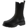 Chelseaboots RIEKER, Damen, Gr. 42, schwarz, Lederimitat, klassisch, Schuhe, Stiefelette, Blockabsatz, Boots mit breitem Stretcheinsatz