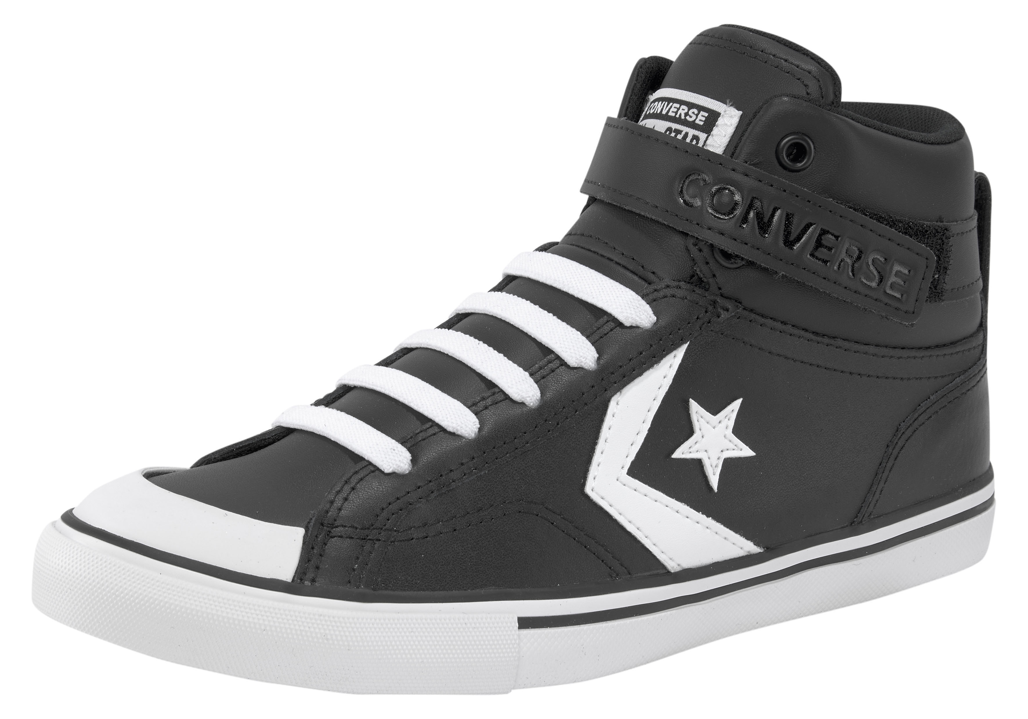 Sneaker CONVERSE "PRO BLAZE STRAP LEATHER", Gr. 40, schwarz-weiß (schwarz, weiß), Leder, Sportlich, Schuhe Skaterschuh Sneakerboots Sneaker high Image