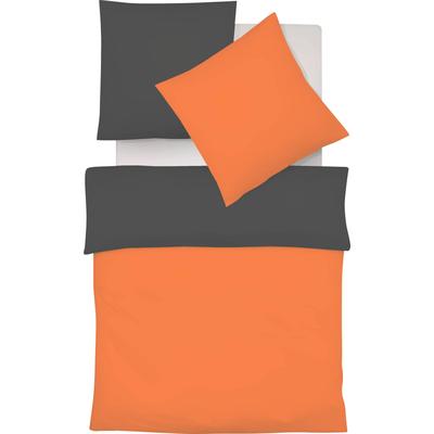 Wendebettwäsche FLEURESSE "Provence W", orange (orange, schiefer), B/L: 155cm x 200cm, , Halbleinen, B/L: 80cm x 80cm, Halbleinen, Obermaterial: 50% Baumwolle, 50% Leinen, Bettwäsche Image