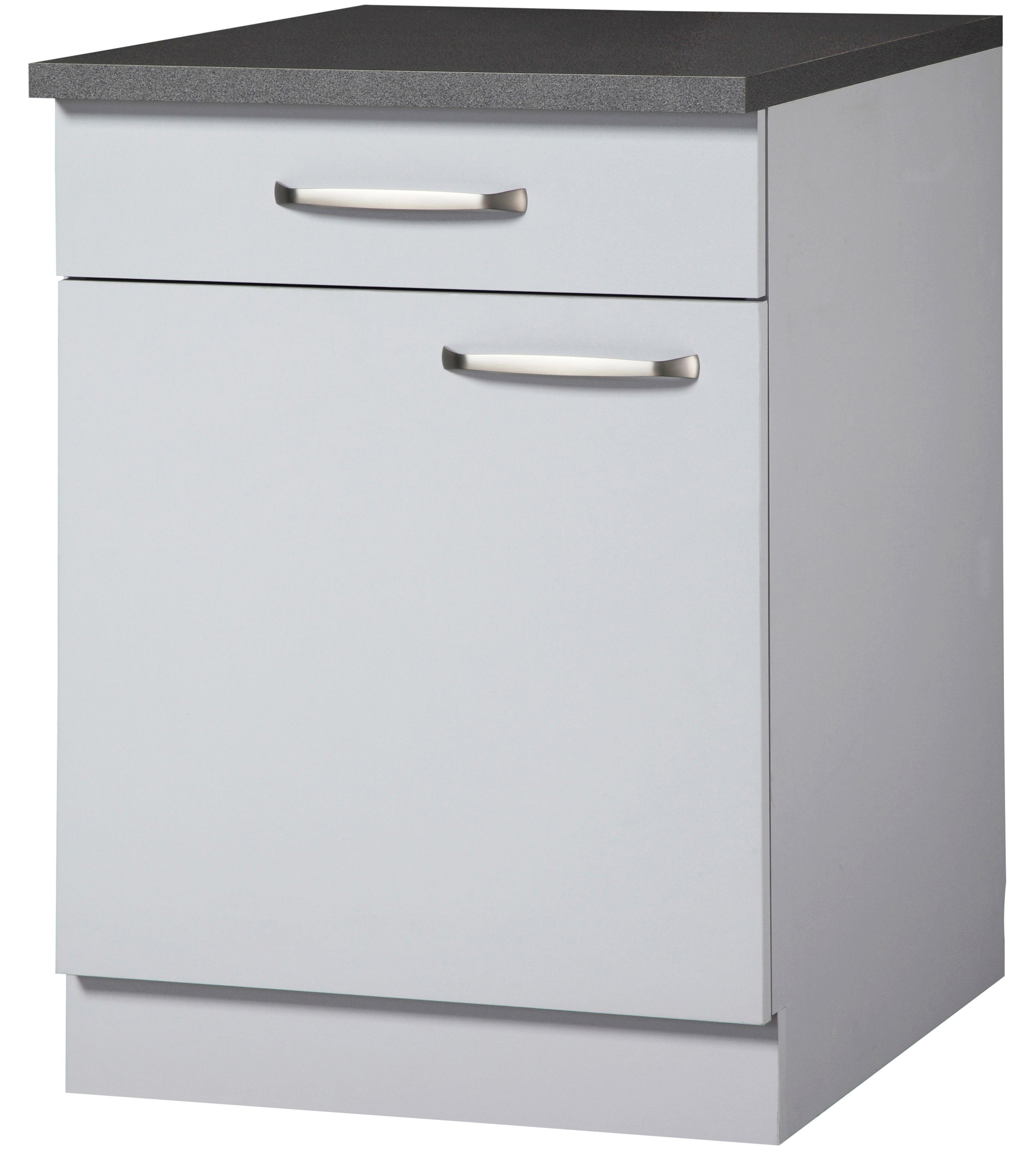 Unterschrank WIHO KÜCHEN "Michigan", grau (front und korpus: steel grau, arbeitsplatte: granit grau), B:60cm H:85cm T:60cm, Schränke, Unterschrank