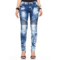 Slim-fit-Jeans CIPO & BAXX Gr. 25, Länge 32, blau (blau, weiß) Damen Jeans Röhrenjeans