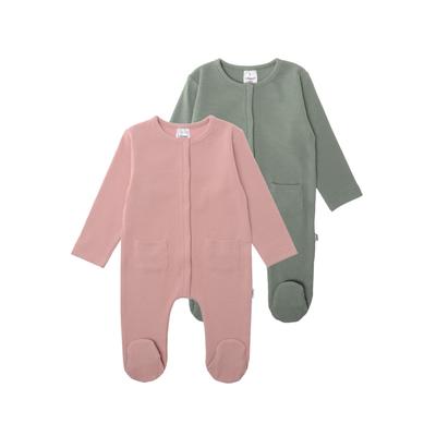 Body LILIPUT, Baby, Gr. 74, EURO-Größen, grün (grün, rosa), 95% Baumwolle, 5% Polyester, unifarben, lang, Rundhals, Langarm, Bodies, mit praktischen Druckknöpfen im Schritt