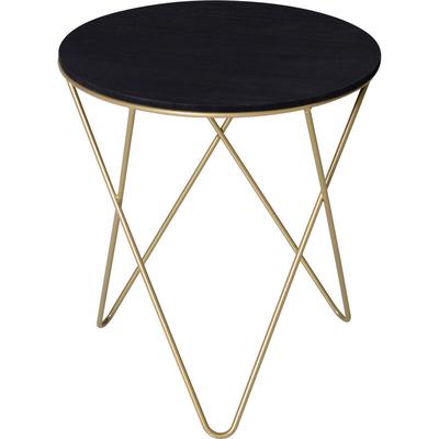 Homcom - Table basse ronde design style art déco ø 43 x 48H cm mdf noir métal doré - Noir