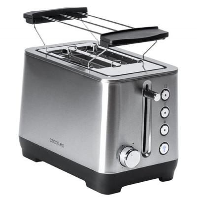 Cecotec - Toaster ausStahl mit 2 extra breiten kurzen Schlitzen für 2 Scheiben Toast, 1000W und