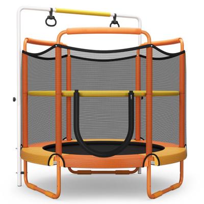 Costway 5 Feet Kids 3-in-1 Game Trampoline with Enclosure Net Spring Pad-Orange