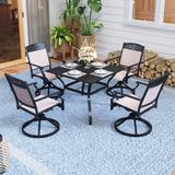 5/7-Piece Cast Aluminum Patio Dining Set wtih Stackle or Swivel Chairs and 1 Metal Table