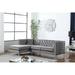 Chesterfield Velvet Sectional Sofa Navy Blue / Grey Chaise, the Right / Left Facing