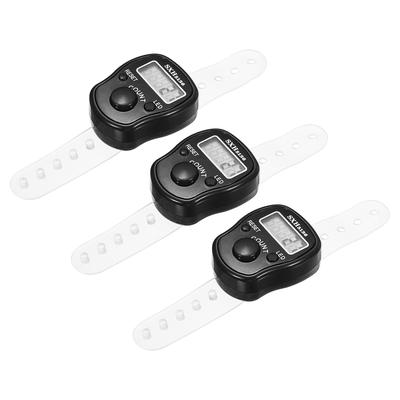 Finger Tally Counter 5 Digital LED Display for Sports Counting, 3pcs - Black