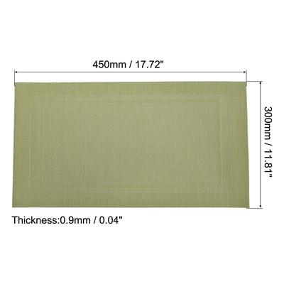 Place Mats 450x300mm 8pcs PVC Table Washable Woven Placemat, Green