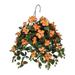 Faux Orange Hibiscus Hanging Basket