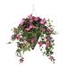 Faux Pink Morning Glory Hanging Basket