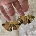 Anthropologie Jewelry | Anthro Gold Gingko Earrings | Color: Gold/Red | Size: Os