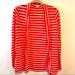 J. Crew Sweaters | J Crew Factory Coral & White Striped Oversize Cardigan M | Color: Red/White | Size: M