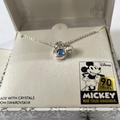 Disney Accessories | New In Gift Box Disney Mickey Mouse Ears Pendant W Blue Swarovski Crystal | Color: Blue/Silver | Size: Osbb