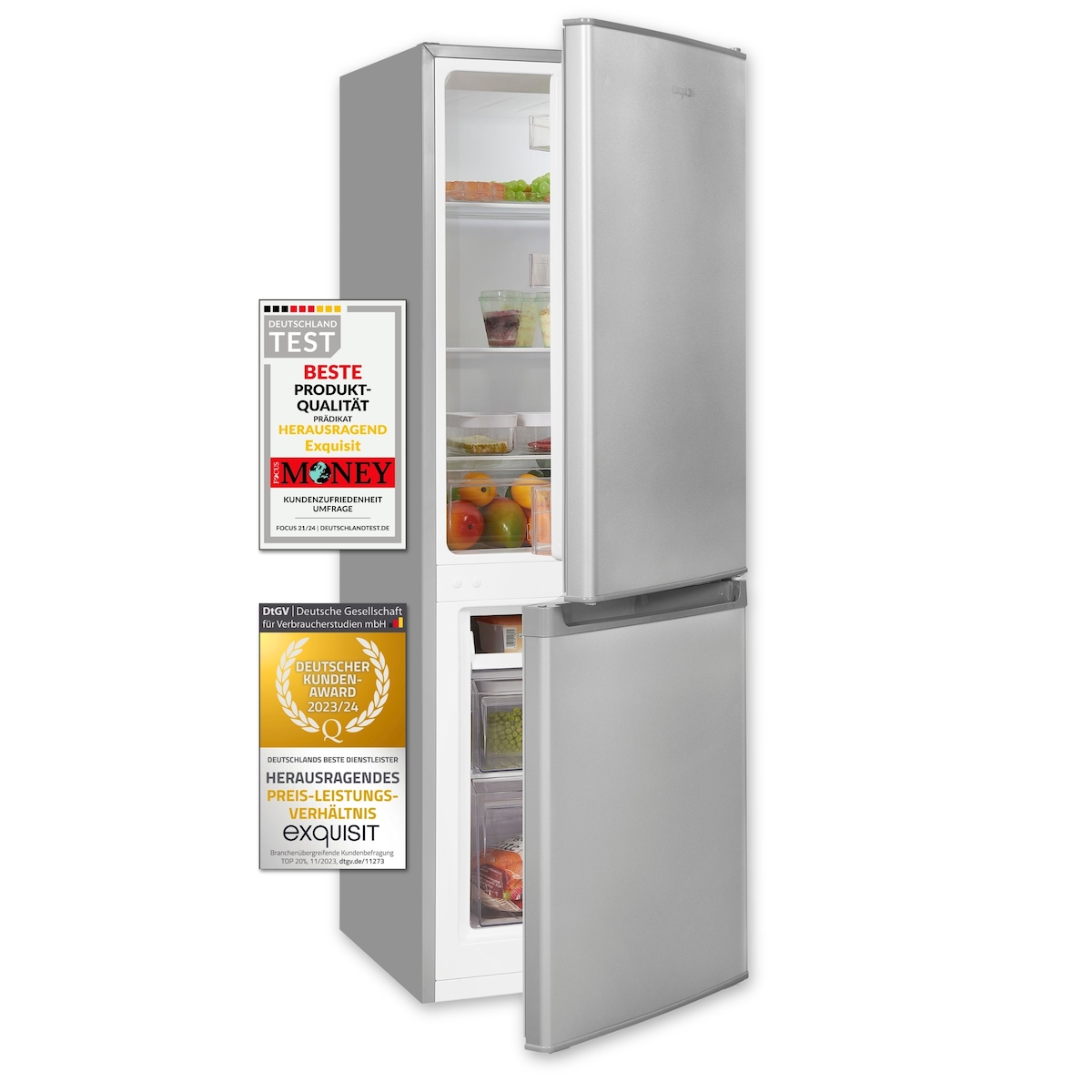 Exquisit Kühl-Gefrierkombination KGC232-60-E-040E silber | 173 l Nutzinhalt | Silber Image