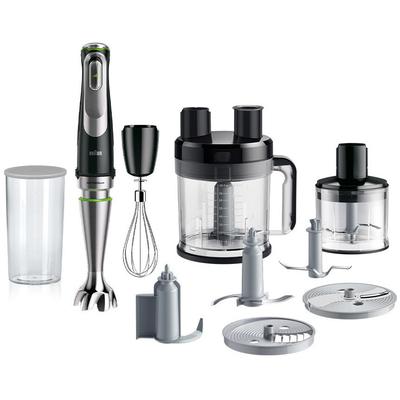 BRAUN Stabmixer "MQ 9195XLI MultiQuick 9" Mixer Schneebesen, Küchenmaschinen Aufsatz, Zerkleinerer, 600 ml Mixbecher silberfarben (schwarz/silberfarben)