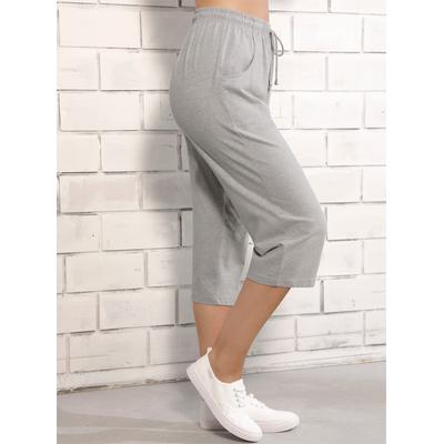 Caprihose, Damen, Gr. 42, Normalgrößen, grau, 95% Baumwolle, 5% Elasthan, 10% Polyester, 5% Elasthan, 85% Baumwolle, unifarben, 3/4-Länge, Hosen Image
