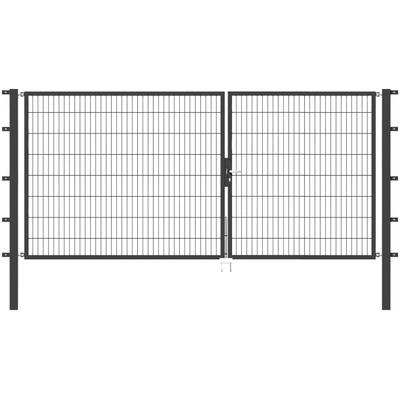 Zaundoppeltür ALBERTS "Flexo", grau (anthrazit), B:350cm H:160cm, Stahl, Tore, 350 cm Breite, in versch. Höhen