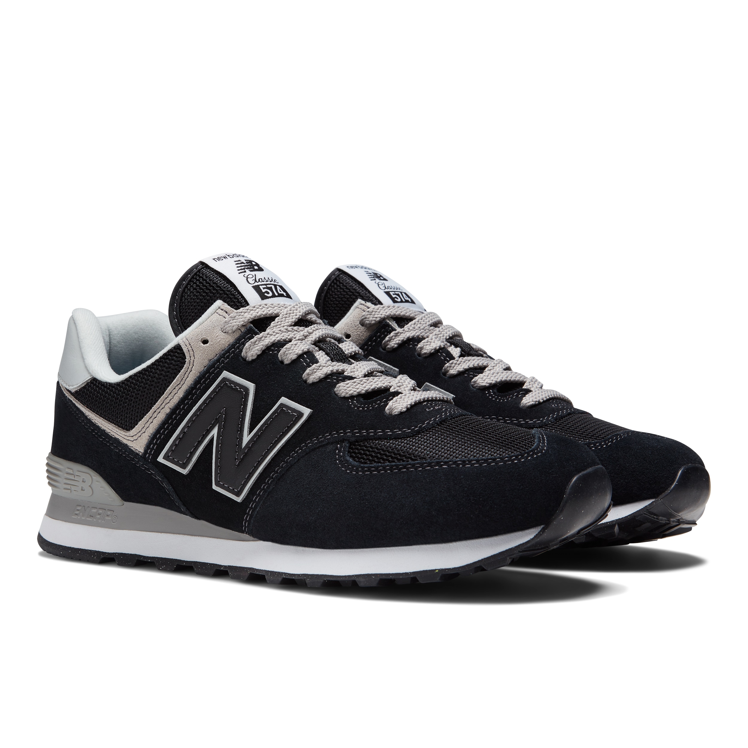 Sneaker NEW BALANCE "ML574 Core", Damen, Gr. 46,5, schwarz-weiß (schwarz, grau), Leder, Textil, Schuhe Sneaker, Topseller