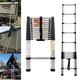 Telescopic Ladder 3.8m Extension Ladder, Stainless Steel Telescopic Extension Extendable Ladder, Roof Ladders for Home, Multi-Purpose Compact Ladder for Household Daily Hobbies, 330 Lb Capacity, EN131