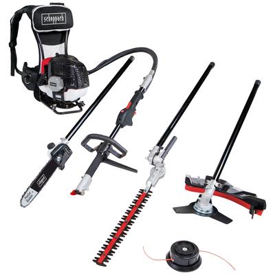 Benzin-Motorsense SCHEPPACH "MFH5300-4BP 4in1 ProCut", schwarz (schwarz, rot), Motorsensen, Multifunktionswerkzeug 4in1